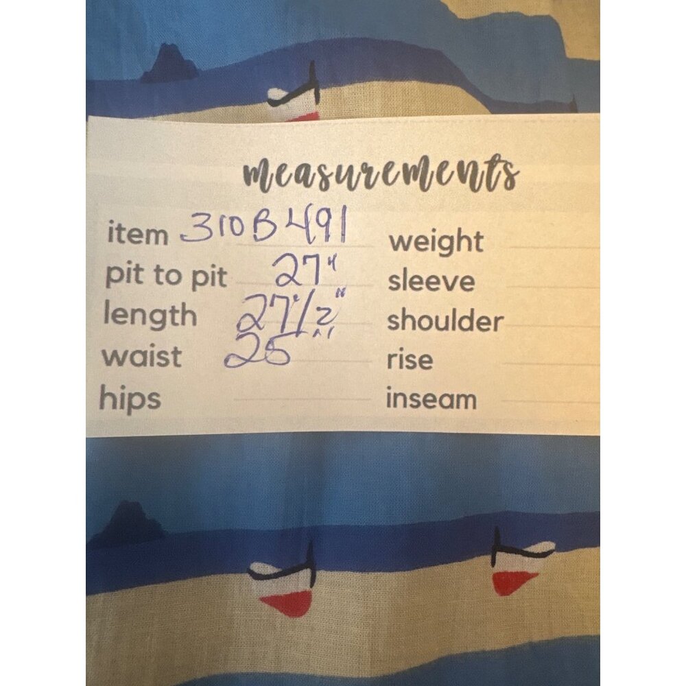 2/$30 Pretty Vacant 4XL Sleeveless Button-Up Shirt Blue Beige Print Cotton Blend - Picture 5 of 16